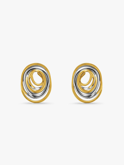 IXIA by GIVA Loop Stack Energy Dual Tone Stud Earrings