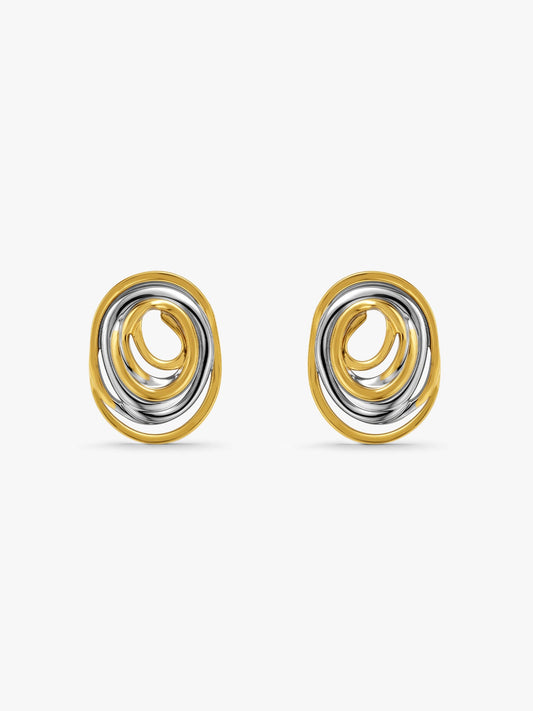 OnnMe by GIVA Loop Stack Energy Dual Tone Stud Earrings