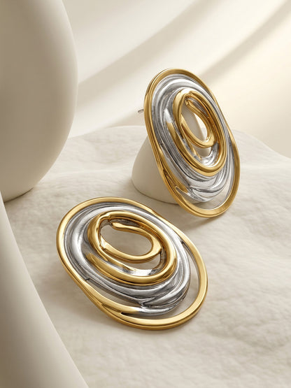 IXIA by GIVA Loop Stack Energy Dual Tone Stud Earrings