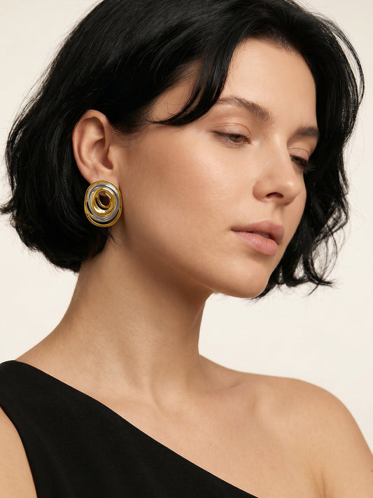 OnnMe by GIVA Loop Stack Energy Dual Tone Stud Earrings