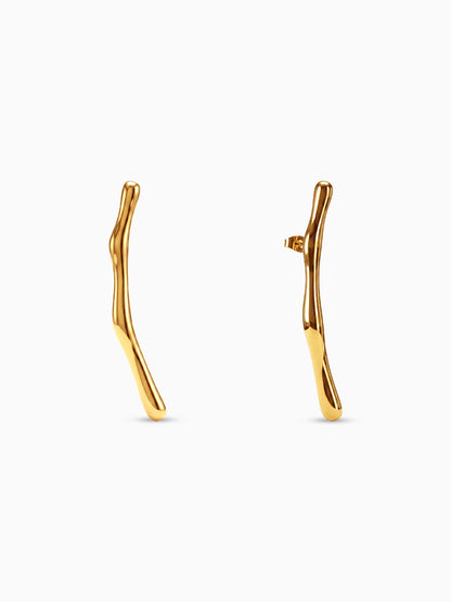 No Straight Lines Gold Plated Earrings