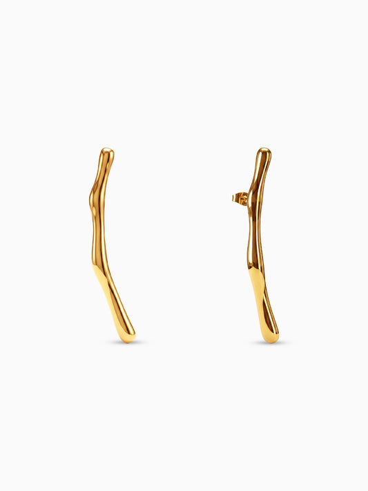 No Straight Lines Gold Plated Earrings