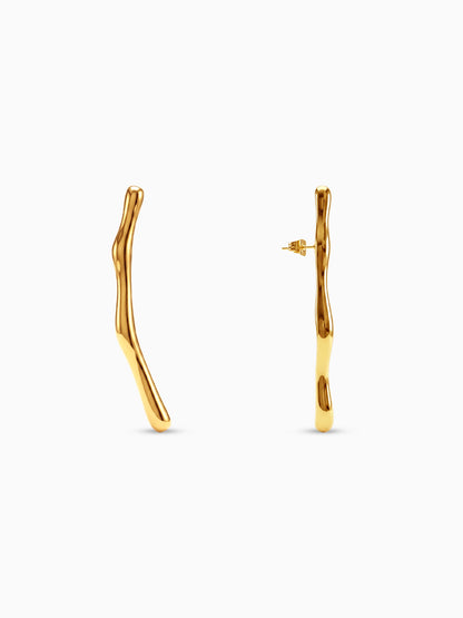 No Straight Lines Gold Plated Earrings