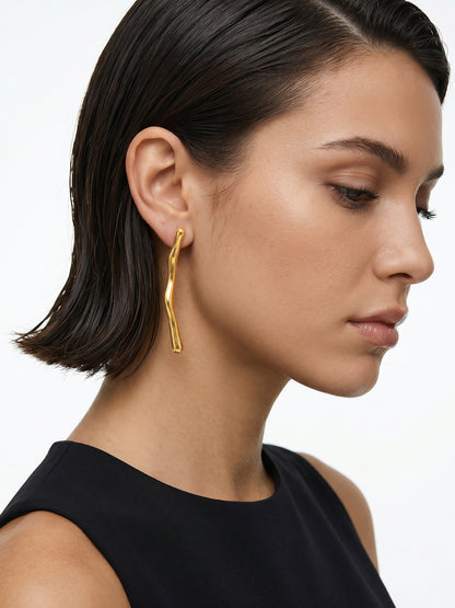 No Straight Lines Gold Plated Earrings