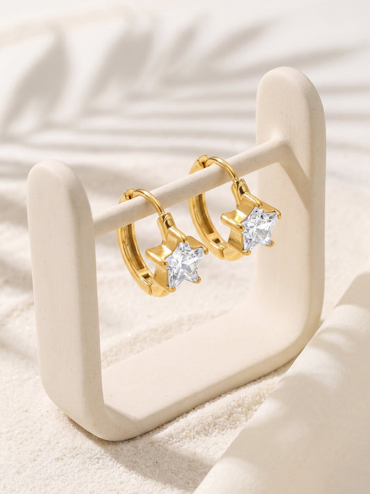 IXIA by GIVA Lucky Stars Gold Plated Hoops