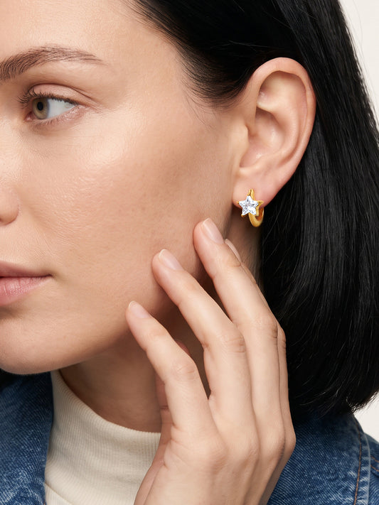 IXIA by GIVA Lucky Stars Gold Plated Hoops