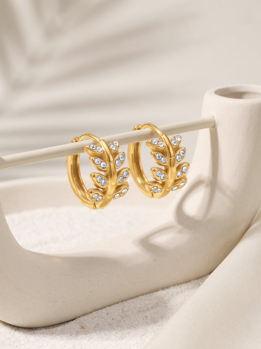 IXIA by GIVA Neo Leaf Gold Plated Hoops