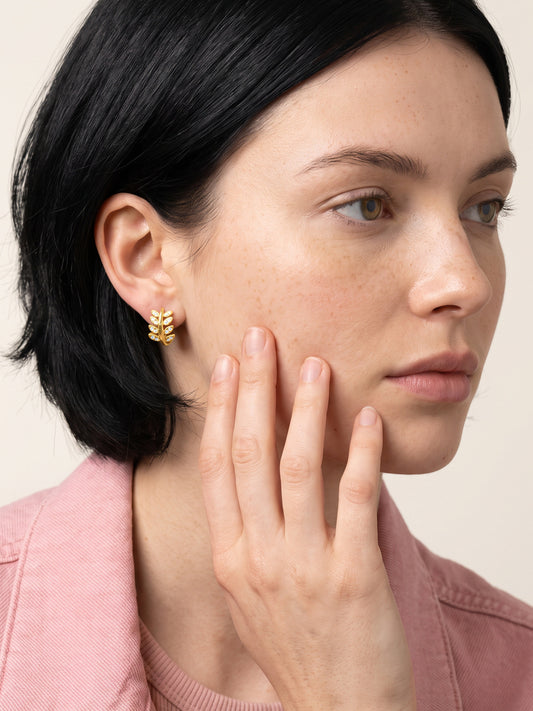 IXIA by GIVA Neo Leaf Gold Plated Hoops