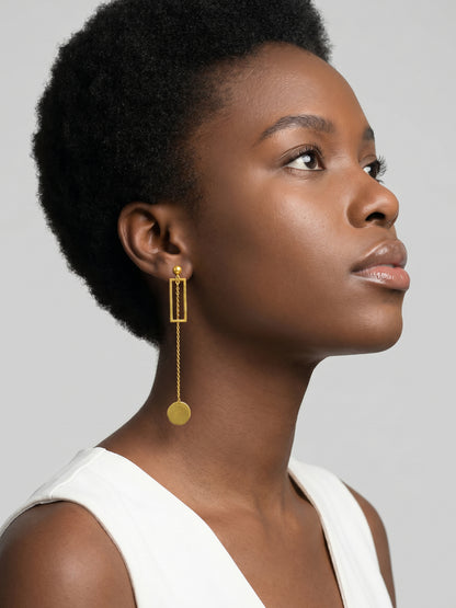 Drama Disc Gold Plated Dangler Earrings
