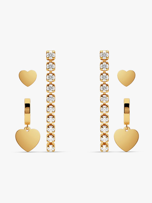 Heart Glitch Demi Fine Earrings Set