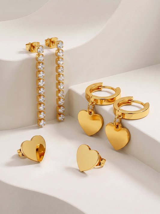 IXIA by GIVA Heart Glitch Demi Fine Earrings Set