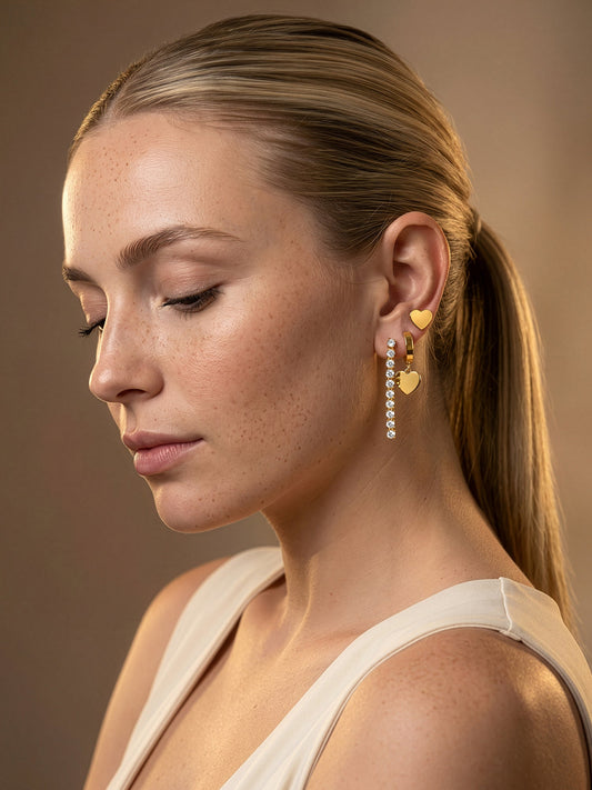 IXIA by GIVA Heart Glitch Demi Fine Earrings Set