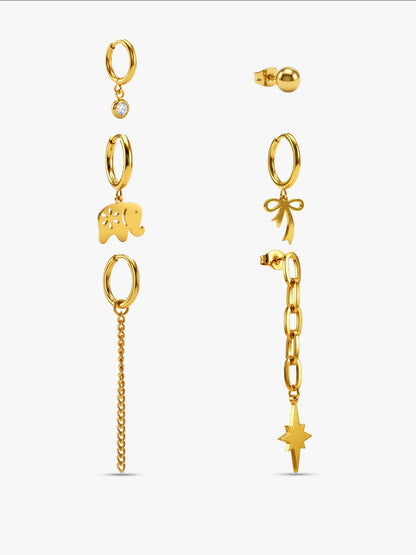 Charm Collision Gold Plated Earrings Set