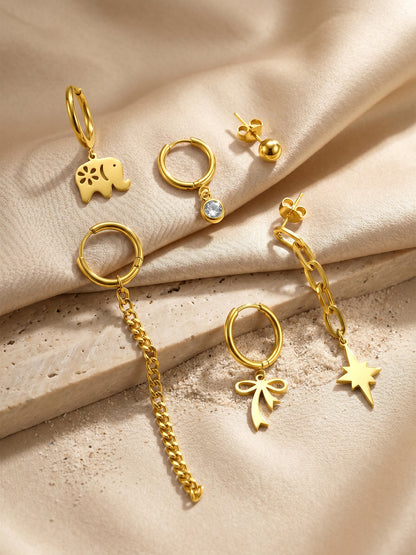 Charm Collision Gold Plated Earrings Set