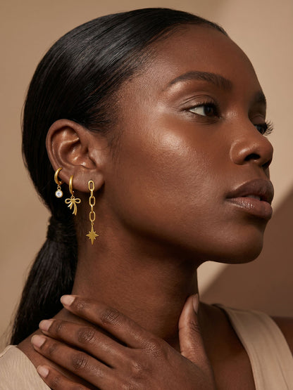 Charm Collision Gold Plated Earrings Set