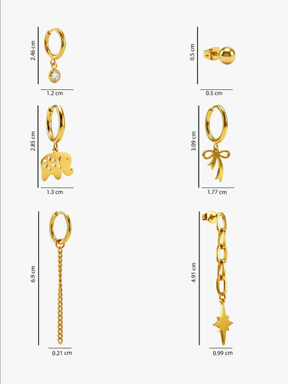 Charm Collision Gold Plated Earrings Set