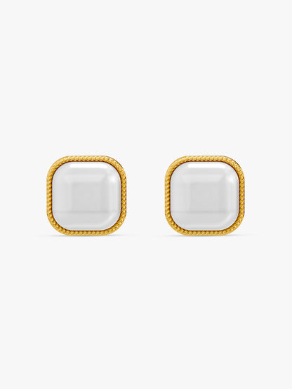 No Curve Pearl Gold Plated Earrings