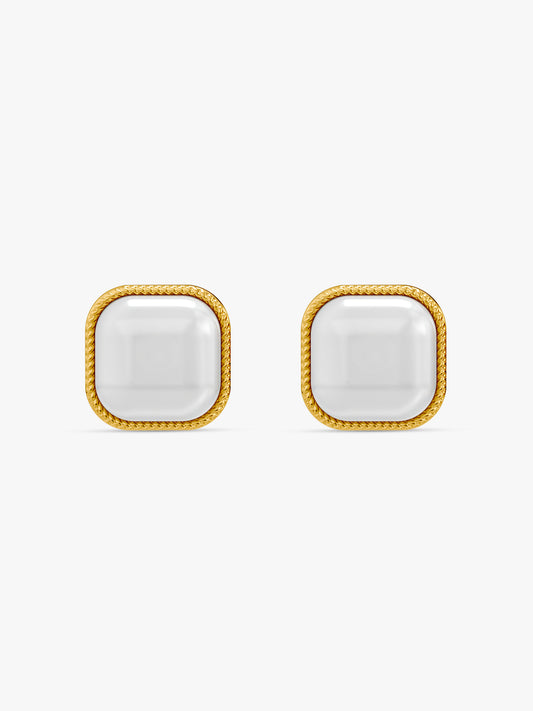No Curve Pearl Gold Plated Earrings