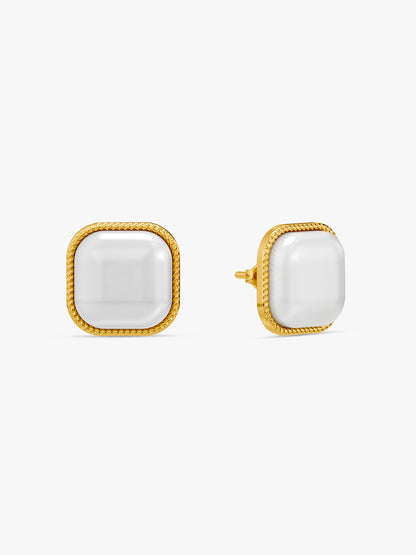 No Curve Pearl Gold Plated Earrings