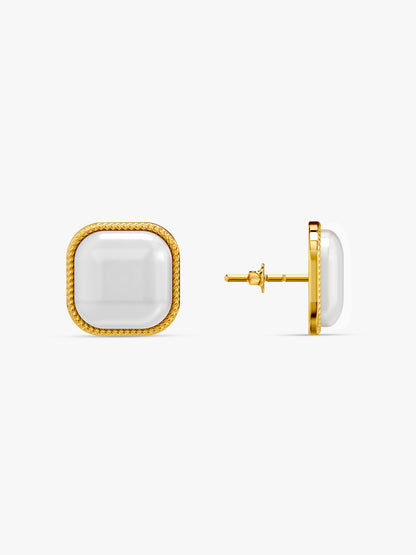 No Curve Pearl Gold Plated Earrings