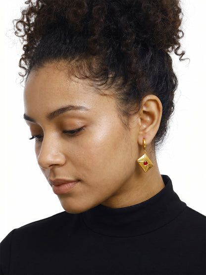 Gem Curve Gold Plated Earrings