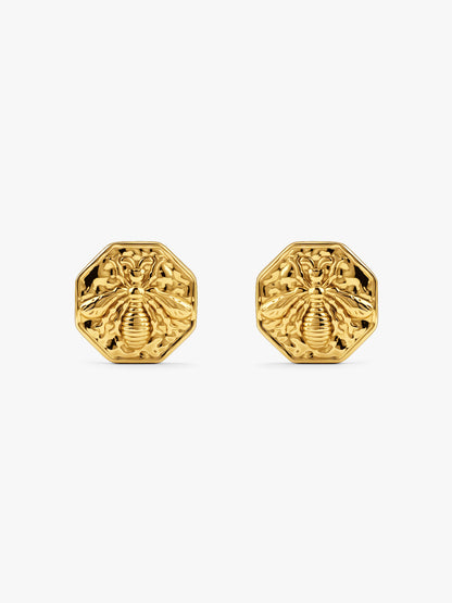 Geo Plate Gold Plated Studs