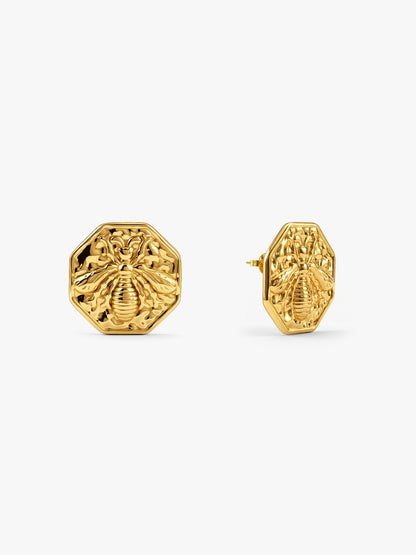 Geo Plate Gold Plated Studs
