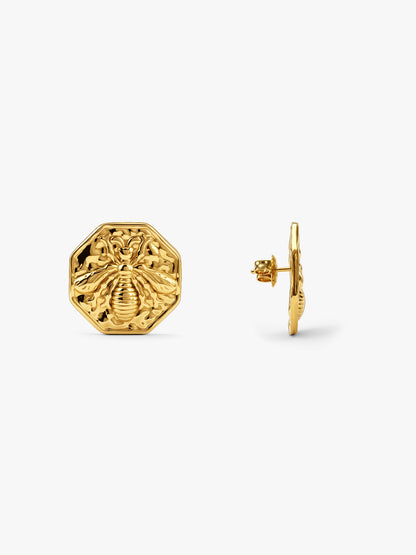 Geo Plate Gold Plated Studs