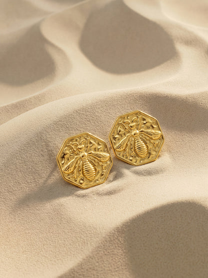 Geo Plate Gold Plated Studs