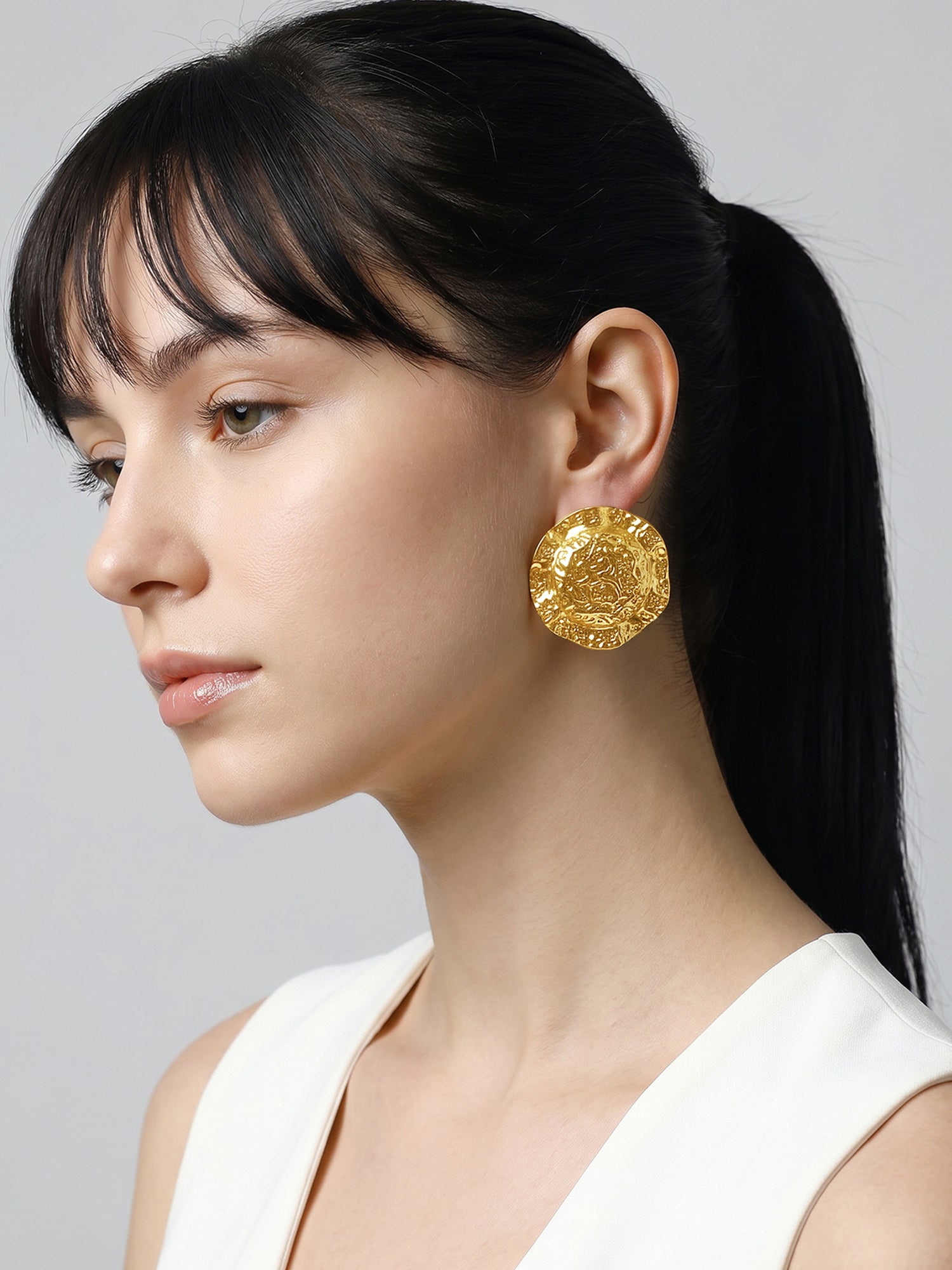 Coin Crush Gold Plated Earrings