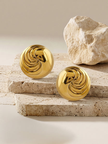 Spiral Swirl Gold Plated Studs