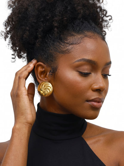 Spiral Swirl Gold Plated Studs