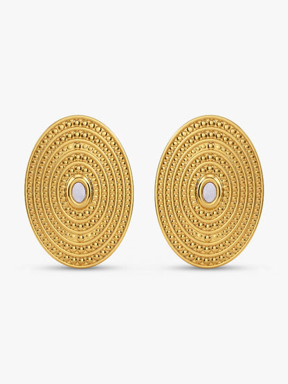 Disc Grid Gold Plated Studs