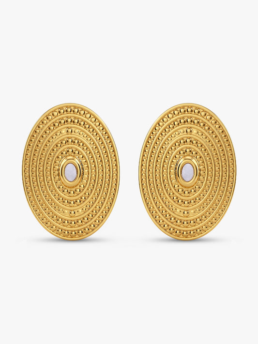 Disc Grid Gold Plated Studs