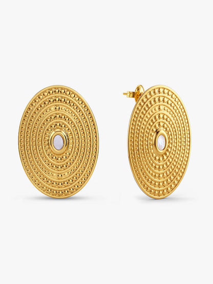 Disc Grid Gold Plated Studs