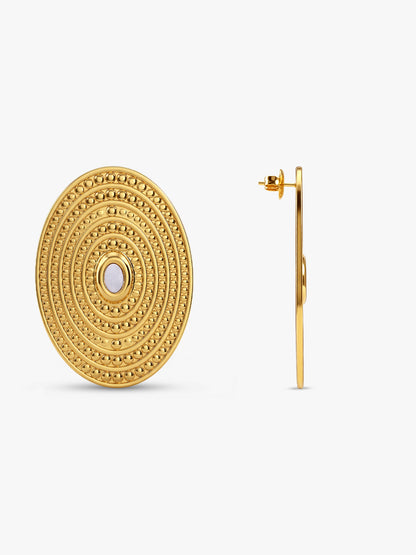 Disc Grid Gold Plated Studs
