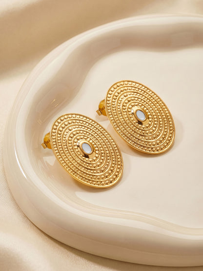 Disc Grid Gold Plated Studs