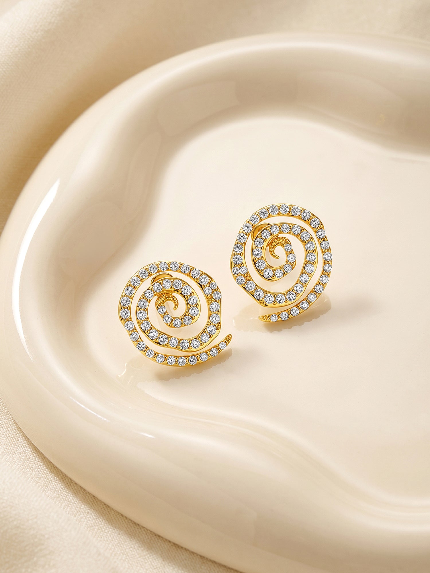 Spiral Glow Gold Plated Earrings