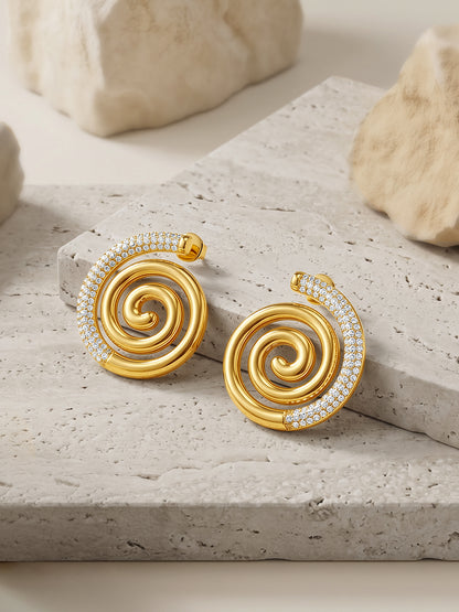 Spiral Edge Gold Plated Earrings