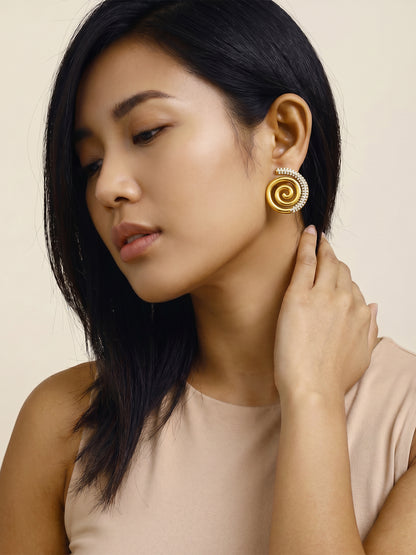 Spiral Edge Gold Plated Earrings