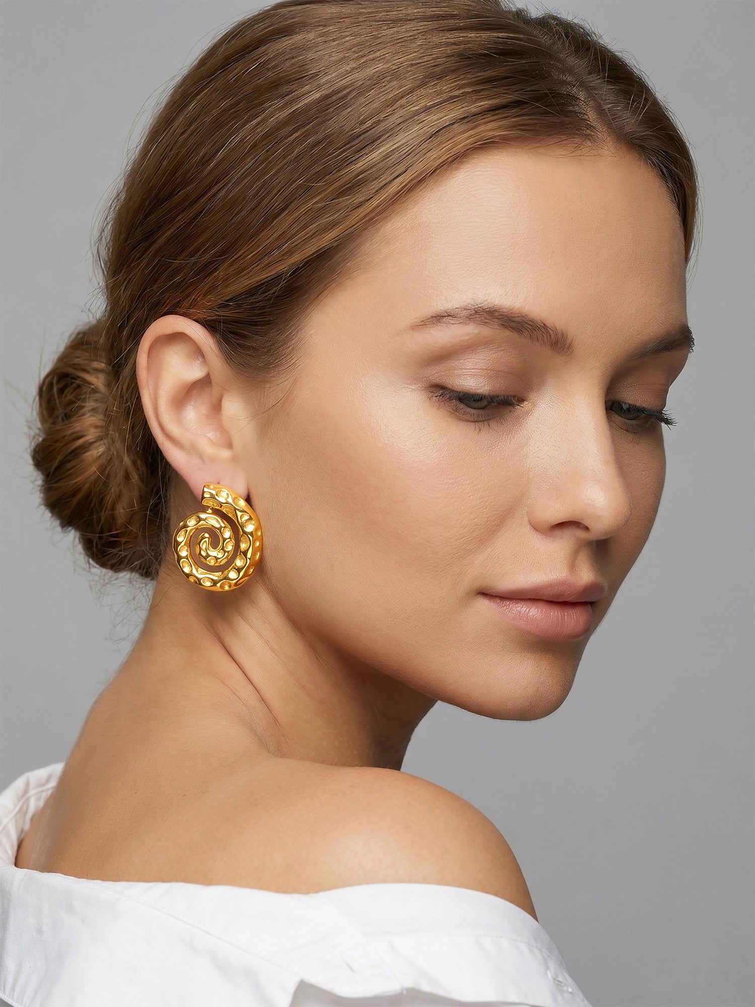 Spiral Crush Gold Plated Earrings