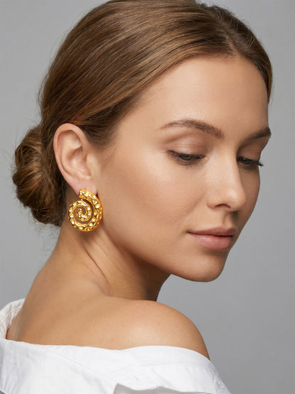 Spiral Crush Gold Plated Earrings