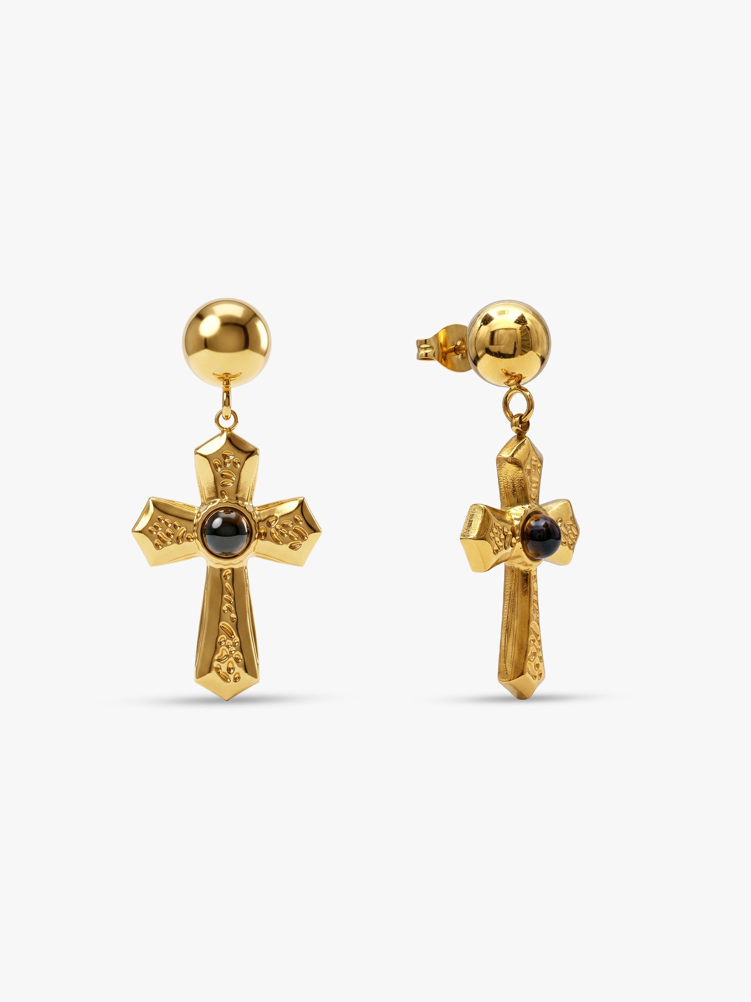 Rebel Cross Edge Gold Plated Earrings
