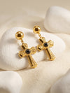 IXIA by GIVA Rebel Cross Edge Gold Plated Earrings