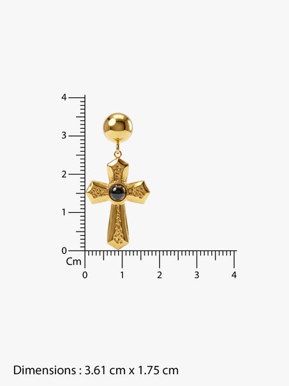 Rebel Cross Edge Gold Plated Earrings