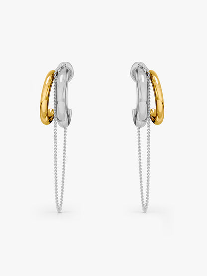 Chain Drop Link Dual Tone Earrings