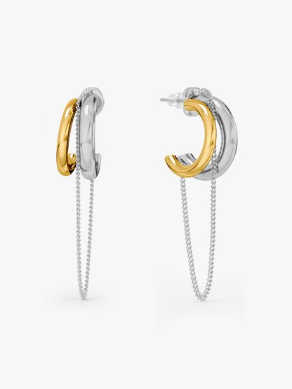 Chain Drop Link Dual Tone Earrings