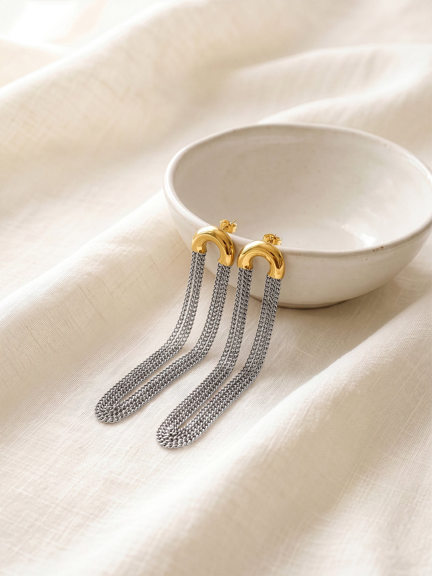 Chain Frenzy Dual Tone Earrings