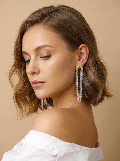 Chain Frenzy Dual Tone Earrings