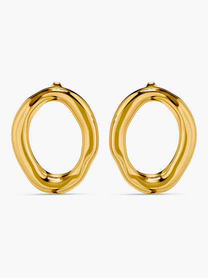Chunky Hollow Gold Plated Hoop Earrings
